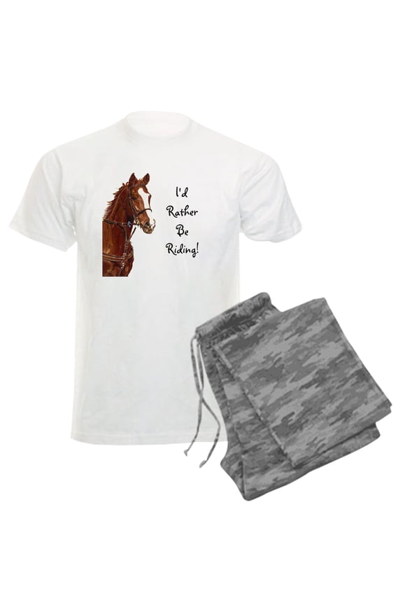- Id Rather Be Riding! Horse Men's Light Pajamas - Men's Light Loose Fit Cotton Pajama Set