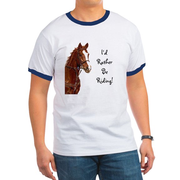 CafePress - Id Rather Be Riding! Horse Ringer T - 100% Cotton Ringed T-Shirt