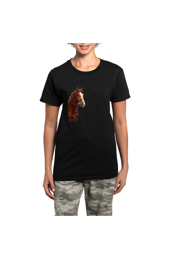 - Id Rather Be Riding! Horse Women's Dark Pajamas - Women's Short Sleeve Print T-Shirt and Pants Dark Cotton Pajama Set