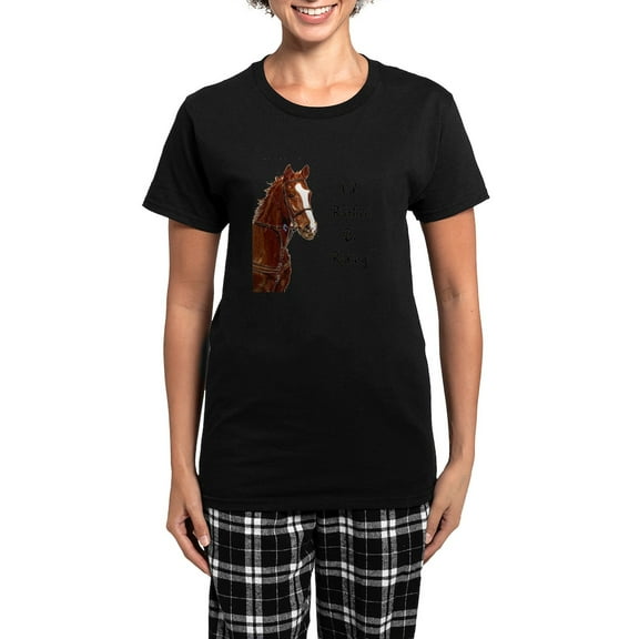 CafePress - Id Rather Be Riding! Horse Women's Dark Pajamas - Women's Short Sleeve Print T-Shirt and Pants Dark Cotton Pajama Set
