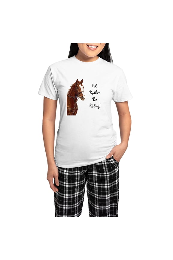 - Id Rather Be Riding! Horse Women's Light Pajamas - Women's Short Sleeve Print T-Shirt and Pants Light Cotton Pajama Set