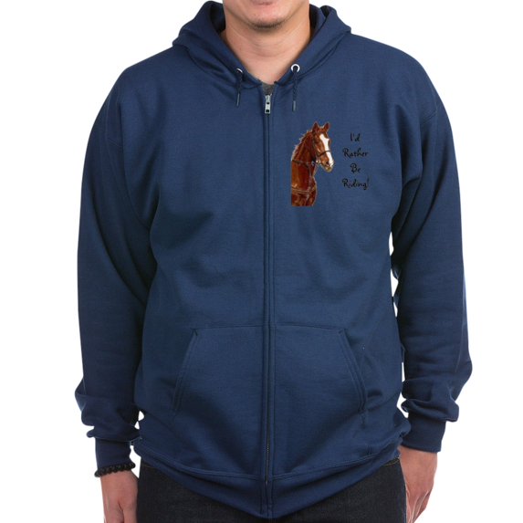CafePress - Id Rather Be Riding! Horse Zip Hoodie (Dark) - Zip Hoodie, Classic Hooded Sweatshirt with Metal Zipper