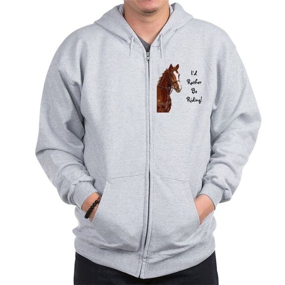 CafePress - Id Rather Be Riding! Horse Zip Hoodie - Zip Hoodie, Classic Hooded Sweatshirt with Metal Zipper