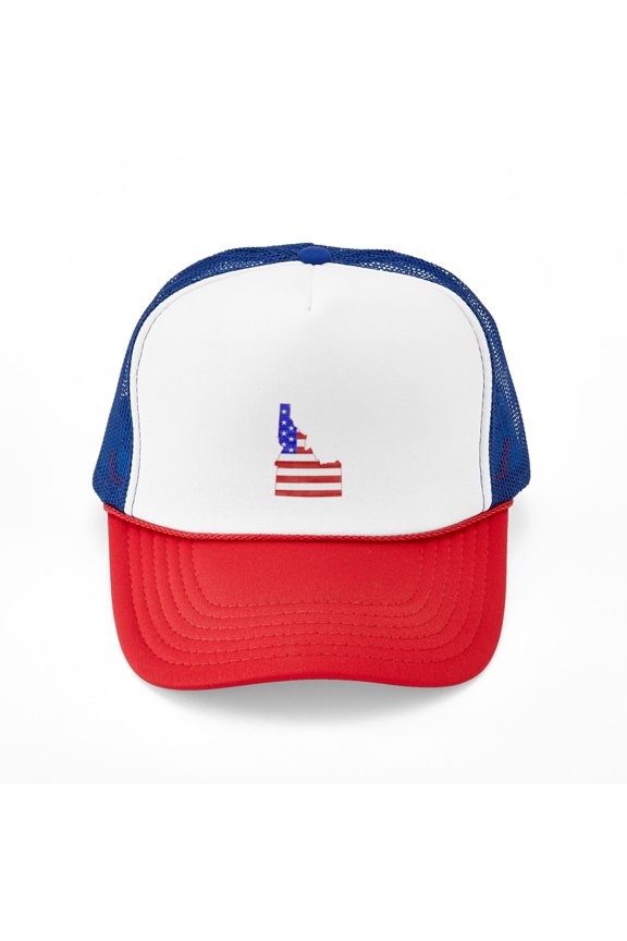 - Idaho Flag - Adjustable Unisex Printed Trucker Hat with Mesh Back