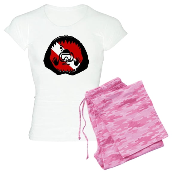 CafePress - Idive Scuba Shark Jaw Women's Light Pajamas - Women's Short Sleeve Print T-Shirt and Pants Light Cotton Pajama Set