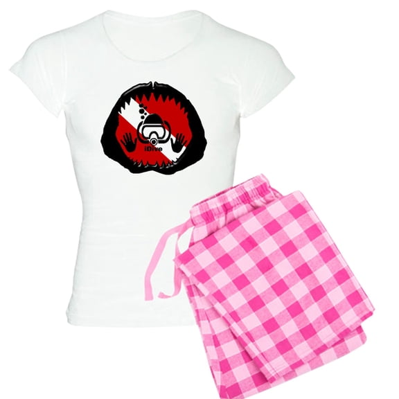 CafePress - Idive Scuba Shark Jaw Women's Light Pajamas - Women's Short Sleeve Print T-Shirt and Pants Light Cotton Pajama Set