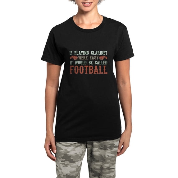 CafePress - If Playing Clarinet Were Easy Women's Dark Pajamas - Women's Short Sleeve Print T-Shirt and Pants Dark Cotton Pajama Set