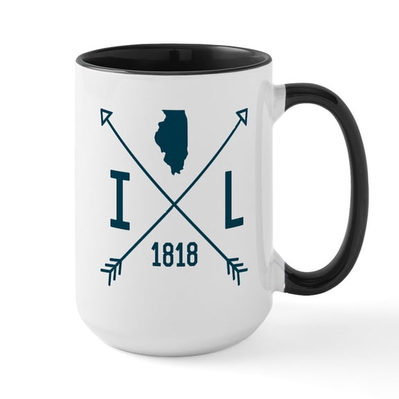 CafePress - Illinois Arrows - 15 oz Ceramic Large White Novelty Mug