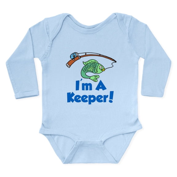 CafePress - Im A Keeper Fish Body Suit - Long Sleeve Cotton Baby Bodysuit