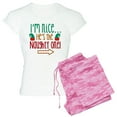thumbnail image 1 of CafePress - Im Nice Hes Naughty Elf Hat Women's Light Pajamas - Women's Short Sleeve Print T-Shirt and Pants Light Cotton Pajama Set, 1 of 7