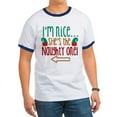 thumbnail image 1 of CafePress - Im Nice She's Naughty Elf Ha T Shirt - 100% Cotton Ringed T-Shirt, 1 of 4