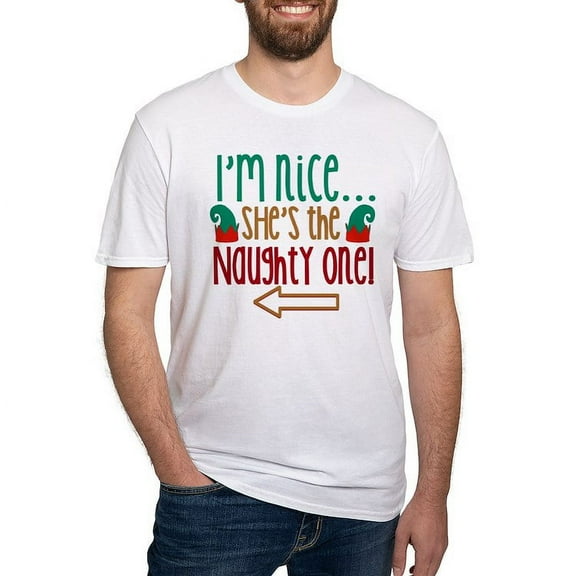 CafePress - Im Nice She's Naughty Elf Ha T Shirt - Fitted T-Shirt, Vintage Fit Soft Cotton Tee