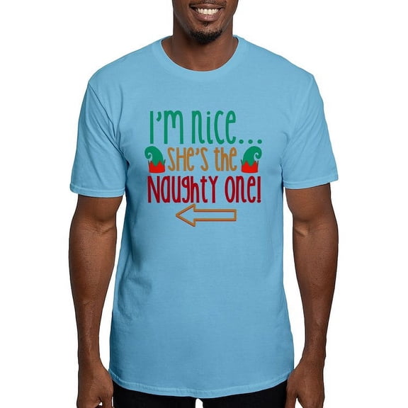 CafePress - Im Nice She's Naughty Elf Ha T Shirt - Fitted T-Shirt, Vintage Fit Soft Cotton Tee