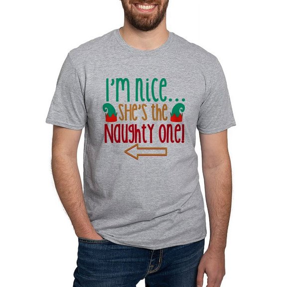CafePress - Im Nice She's Naughty Elf Ha T Shirt - Fitted T-Shirt, Vintage Fit Soft Cotton Tee