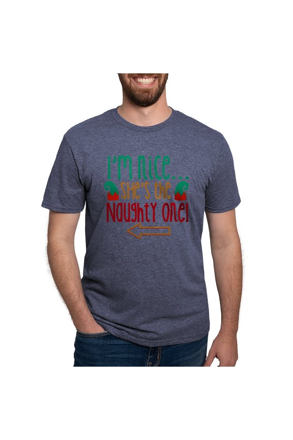 - Im Nice She's Naughty Elf Ha T Shirt - Mens Tri-blend T-Shirt