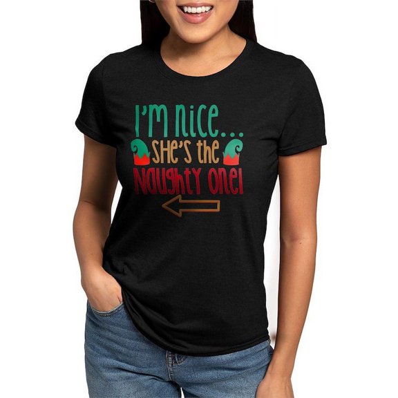 CafePress - Im Nice She's Naughty Elf Ha T Shirt - Womens Tri-blend T-Shirt