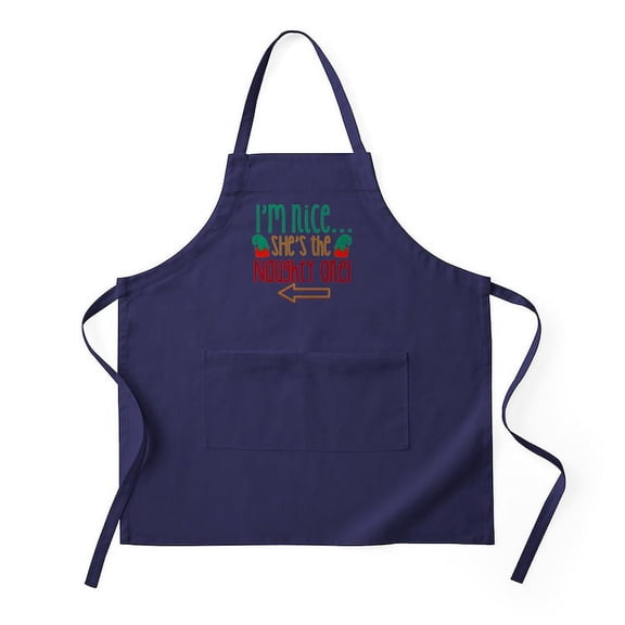 CafePress - Im Nice She's Naughty Elf Hat Apron (Dark) - Kitchen Apron with Pockets, Grilling Apron, Baking Apron