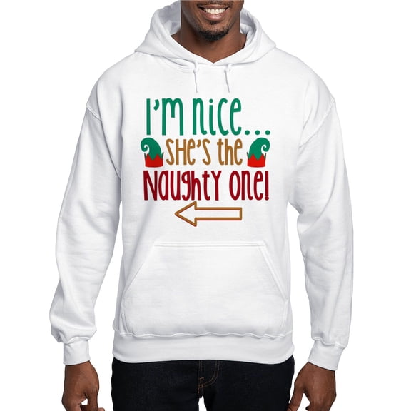 CafePress - Im Nice She's Naughty Elf Hat Hooded Sweatshirt - Pullover Hoodie, Hooded Sweatshirt