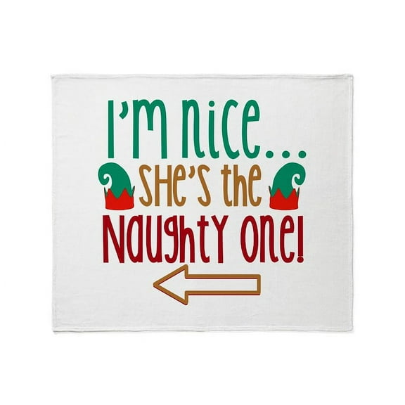 CafePress - Im Nice She's Naughty Elf Hat Throw Blanket - Soft Fleece Throw Blanket, 50"x60" for All Ages