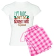 thumbnail image 1 of CafePress - Im Nice She's Naughty Elf Hat Women's Light Pajama - Women's Short Sleeve Print T-Shirt and Pants Light Cotton Pajama Set, 1 of 7