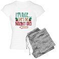 thumbnail image 1 of CafePress - Im Nice She's Naughty Elf Hat Women's Light Pajama - Women's Short Sleeve Print T-Shirt and Pants Light Cotton Pajama Set, 1 of 7