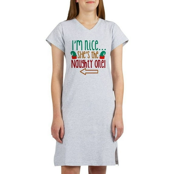 CafePress - Im Nice She's Naughty Elf Hat - Women's Nightshirt