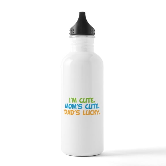 CafePress - Imcutemomscutedadslucky Stainless Water Bottle - Stainless Steel Water Bottle, Sports Bottle, 1.0L