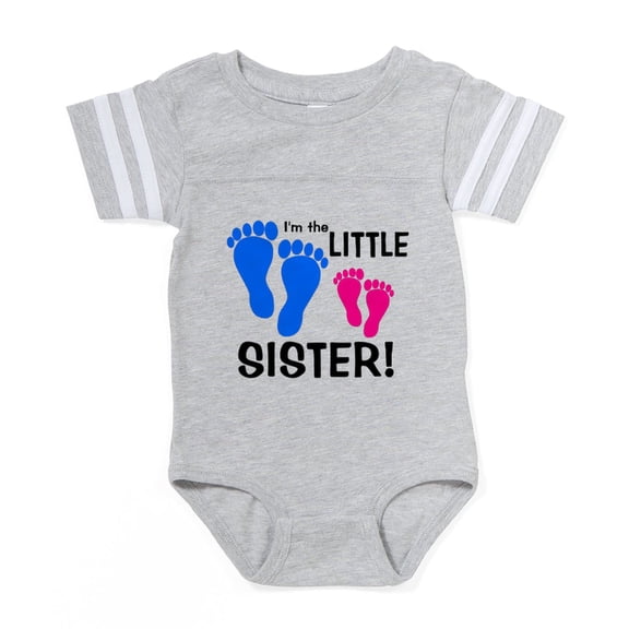 CafePress - Imthelittlebrother_Bluefeet - Cute Infant Baby Football Bodysuit