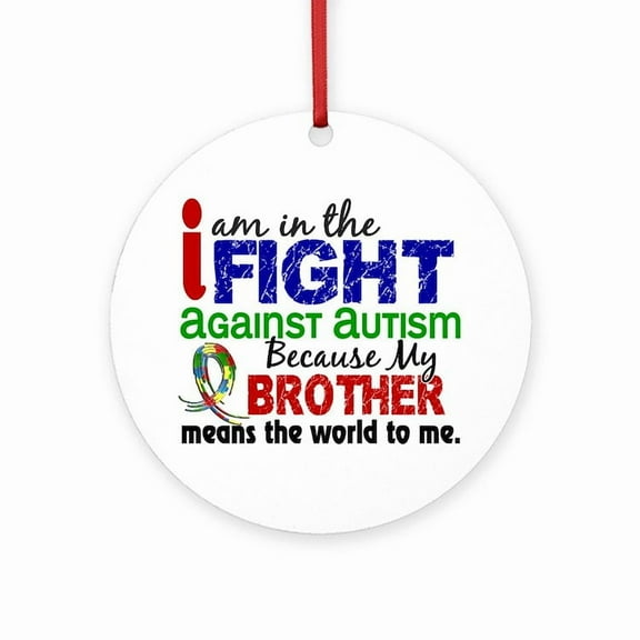 CafePress - In The Fight 2 Autism - Round Wood Ornament 4"