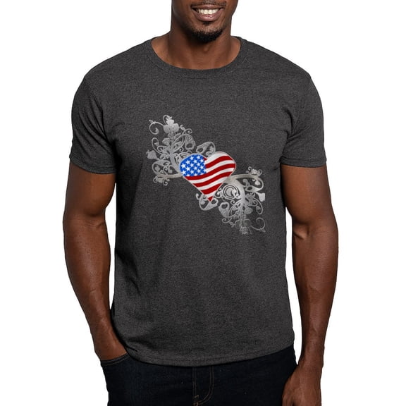 CafePress - Independence Day Heart Dark T Shirt - Men's Classic Graphic Cotton T-Shirt