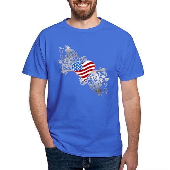 CafePress - Independence Day Heart Dark T Shirt - Men's Classic Graphic Cotton T-Shirt