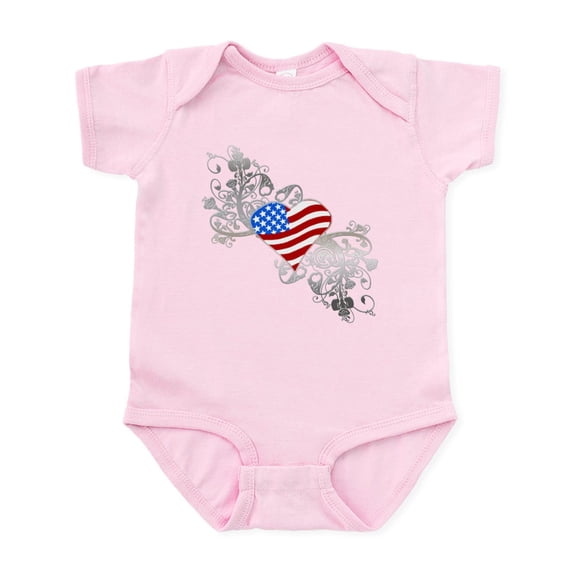 CafePress - Independence Day Heart Infant Bodysuit - Baby Light Bodysuit, Size Newborn - 24 Months
