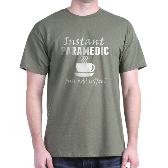 CafePress - Instant Paramedic Just Add Coffee T Shirt - Men's Classic Graphic Cotton T-Shirt