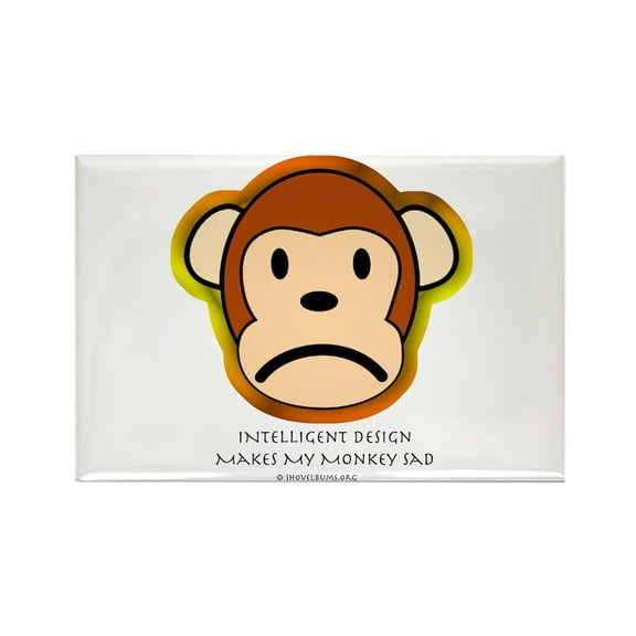 CafePress - Intelligent Design Makes My Monkey Sad... Rectangl - Rectangle Magnet, 2"x3" Refrigerator Magnet