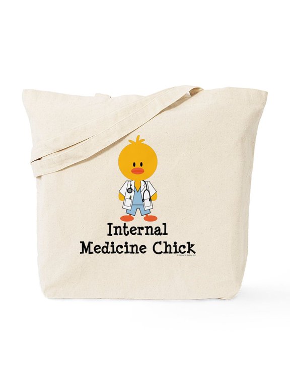 - Internal Medicine Chick Tote Bag - Unisex Canvas Tote Bag, Beige, 1-Piece