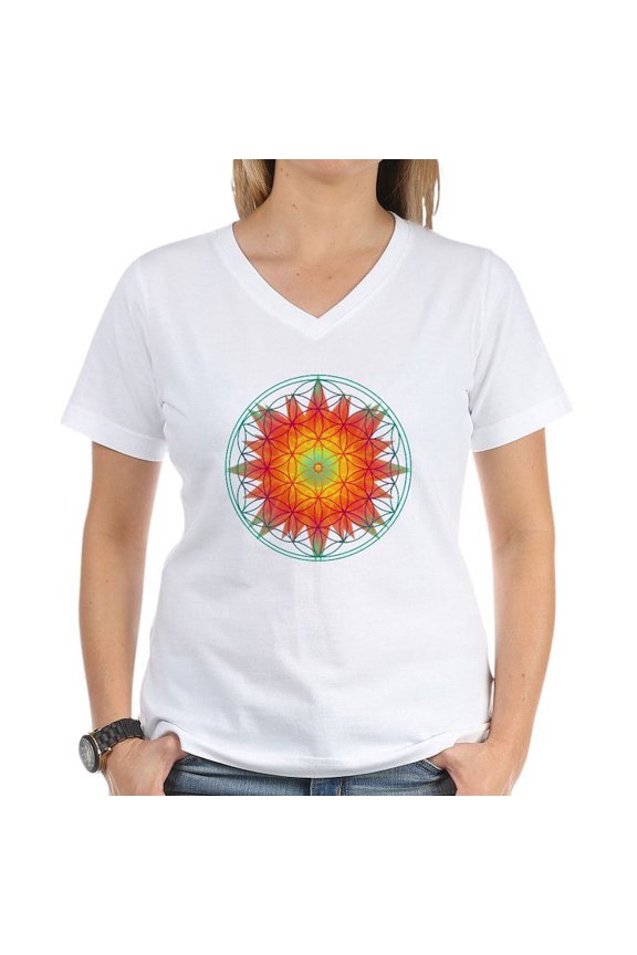 - Internal Sun Women's V Neck T Shirt - Womens Cotton V-Neck T-shirt