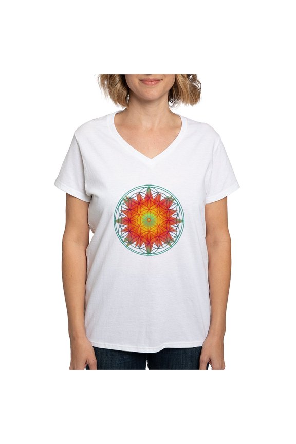 - Internal Sun Women's V Neck T Shirt - Womens Cotton V-Neck T-shirt