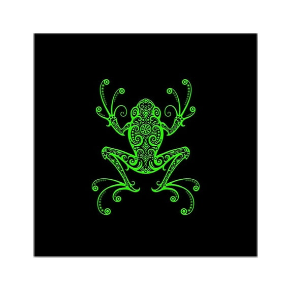 CafePress - Intricate Green And Black Tribal Tree Frog Sticker - Square Sticker 3" x 3"