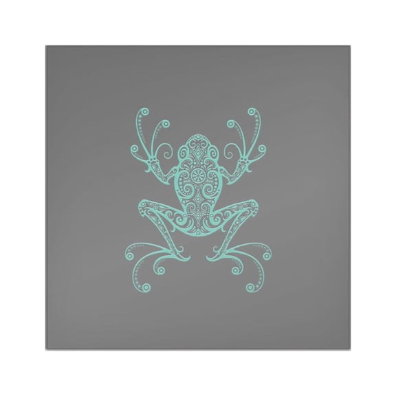 CafePress - Intricate Teal Blue And Black Tribal Tree Frog Sti - Square Sticker 3" x 3"