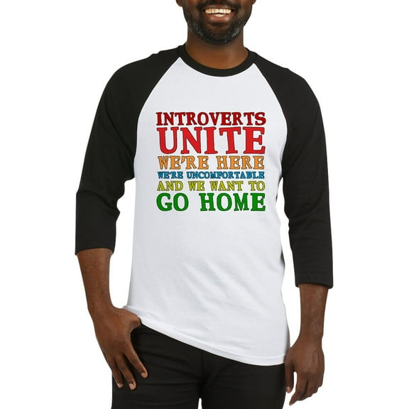 CafePress - Introverts Unite Baseball Jersey - Cotton Baseball Jersey, 3/4 Raglan Sleeve Shirt