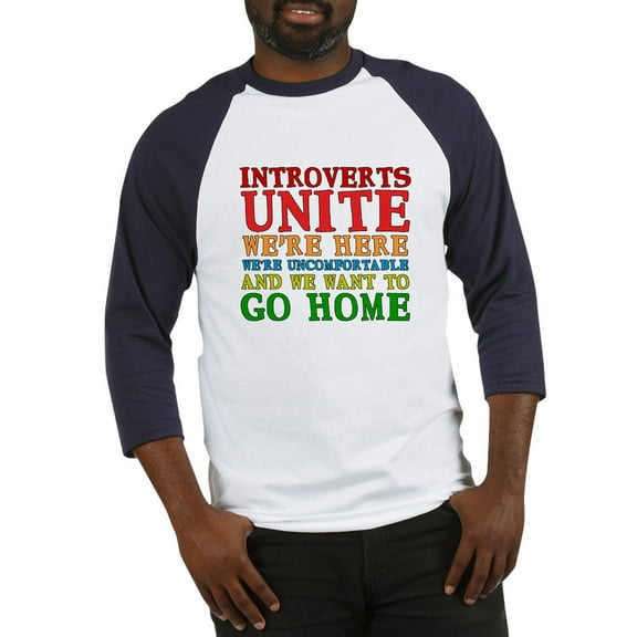 CafePress - Introverts Unite Baseball Jersey - Cotton Baseball Jersey, 3/4 Raglan Sleeve Shirt
