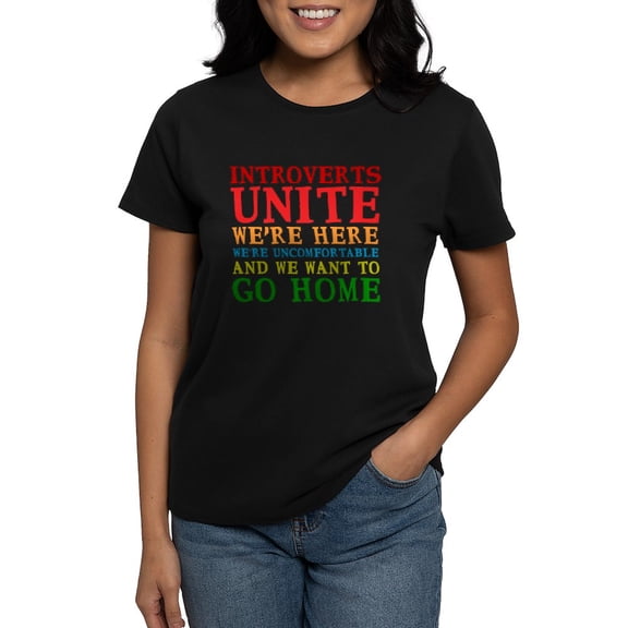 CafePress - Introverts Unite T Shirt - Women's Traditional Fit Dark T-Shirt