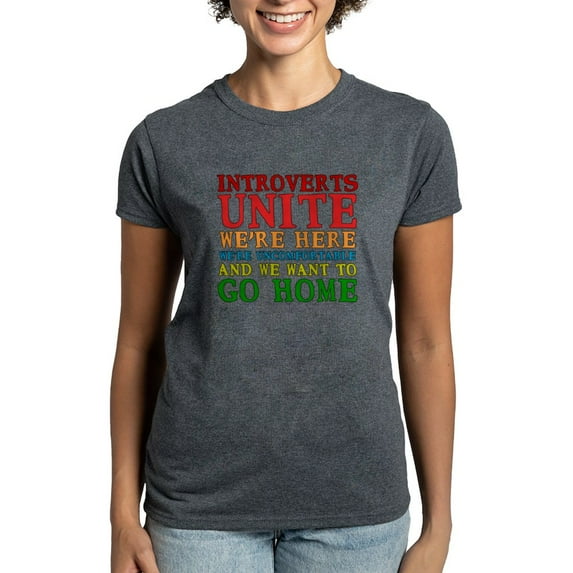CafePress - Introverts Unite T Shirt - Women's Traditional Fit Dark T-Shirt