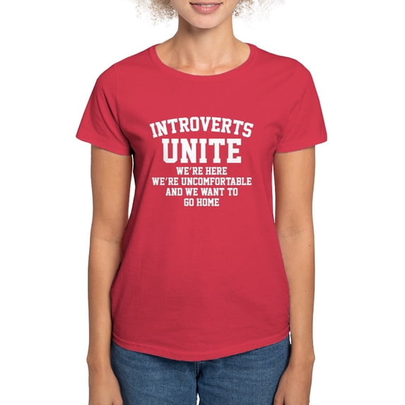 CafePress - Introverts Unite Women's Dark T Shirt - Women's Traditional Fit Dark T-Shirt