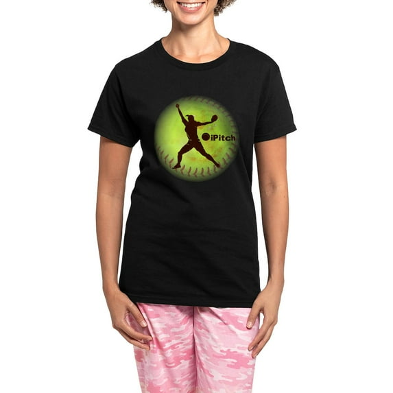 CafePress - Ipitch Fastpitch Softball Women's Dark Pajamas - Women's Short Sleeve Print T-Shirt and Pants Dark Cotton Pajama Set