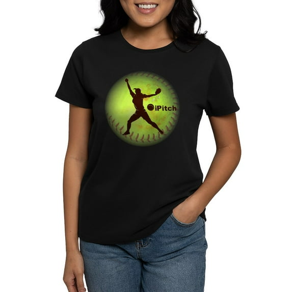 CafePress - Ipitch Fastpitch Softball Women's Dark T Shirt - Women's Traditional Fit Dark T-Shirt