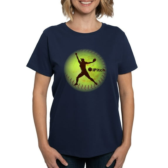 CafePress - Ipitch Fastpitch Softball Women's Dark T Shirt - Women's Traditional Fit Dark T-Shirt
