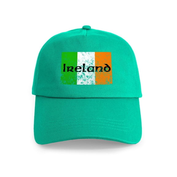 CafePress - Ireland Flag Distressed Look Cap - Adjustable 100% Brushed Unisex Casual Cotton Baseball Cap, Beige, 1