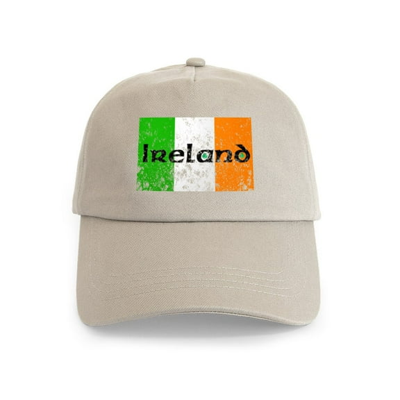 CafePress - Ireland Flag Distressed Look Cap - Adjustable 100% Brushed Unisex Casual Cotton Baseball Cap, Beige, 1