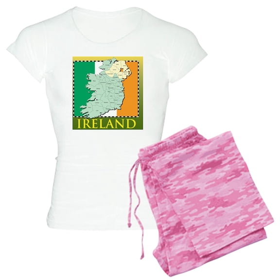 CafePress - Irelandmaptshirt2 Women's Light Pajamas - Women's Short Sleeve Print T-Shirt and Pants Light Cotton Pajama Set